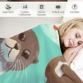 thumbnail image 3 of ARISTURING Otter Blanket Gifts - Cute Throw Blanket for Kids, Girls &amp; Boys - Green Soft Fuzzy Blankets for Couch, Sofa &amp; Bed, 3 of 6