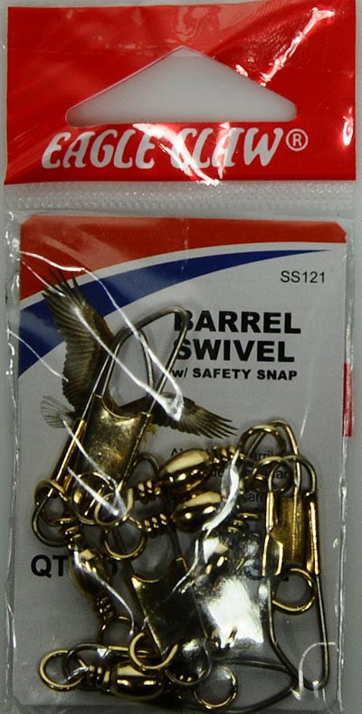 Eagle Claw Barrel Swivel with Safety Snap, Brass, Size 1