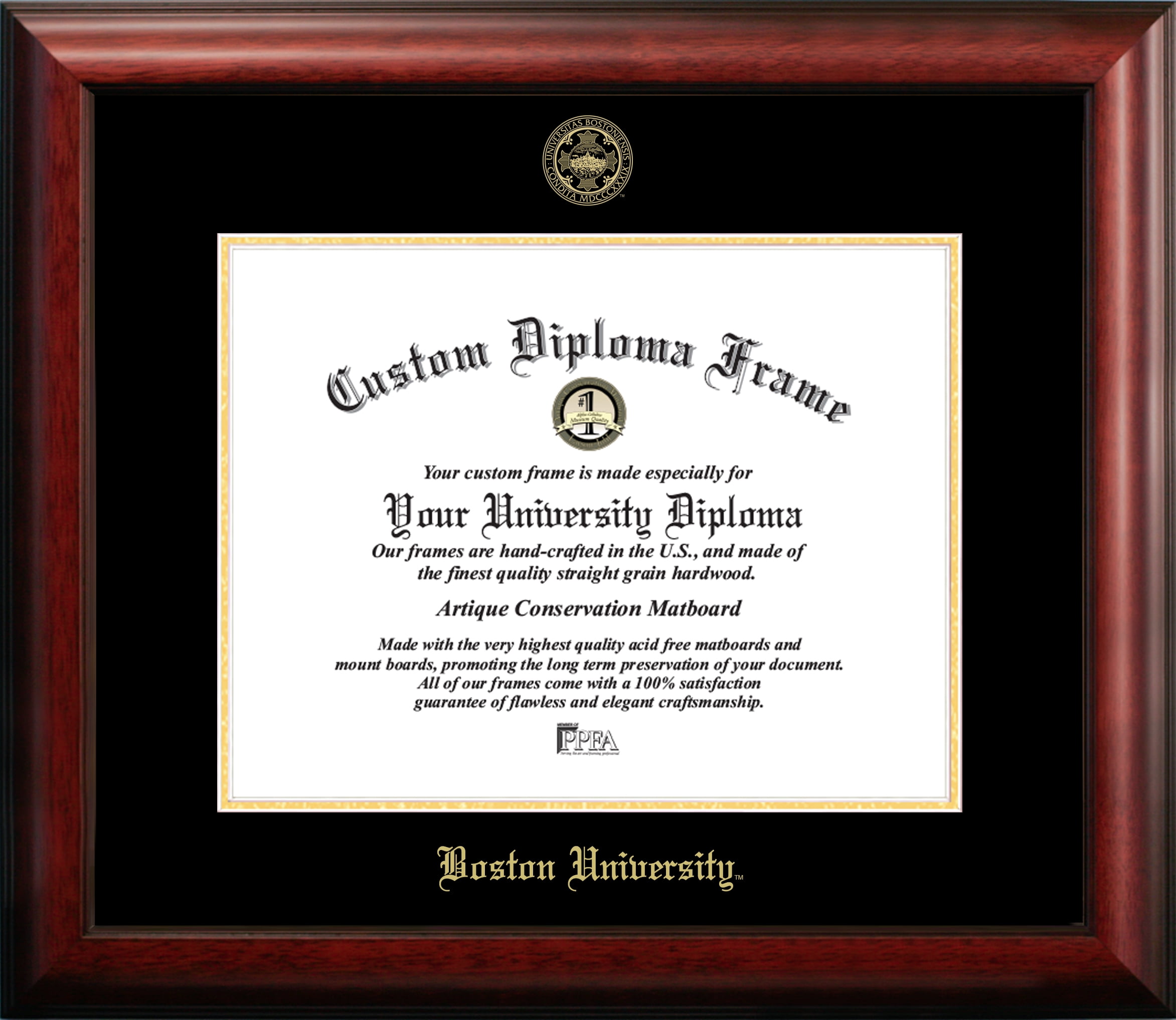Boston University 11" x 14" Gold Embossed Diploma Frame