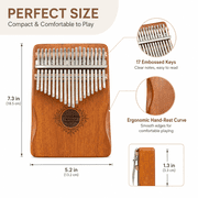 Kalimba Thumb Piano for Adults - Portable Musical Instruments for Beginners, 17-Key
