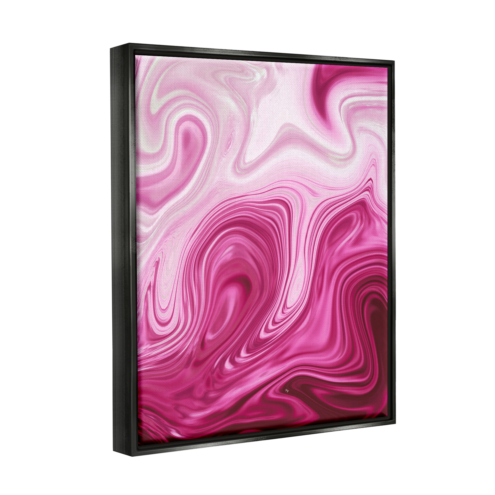 Stupell Pink Marble Abstract Swirls Abstract Painting Black Floater Framed Art Print Wall Art