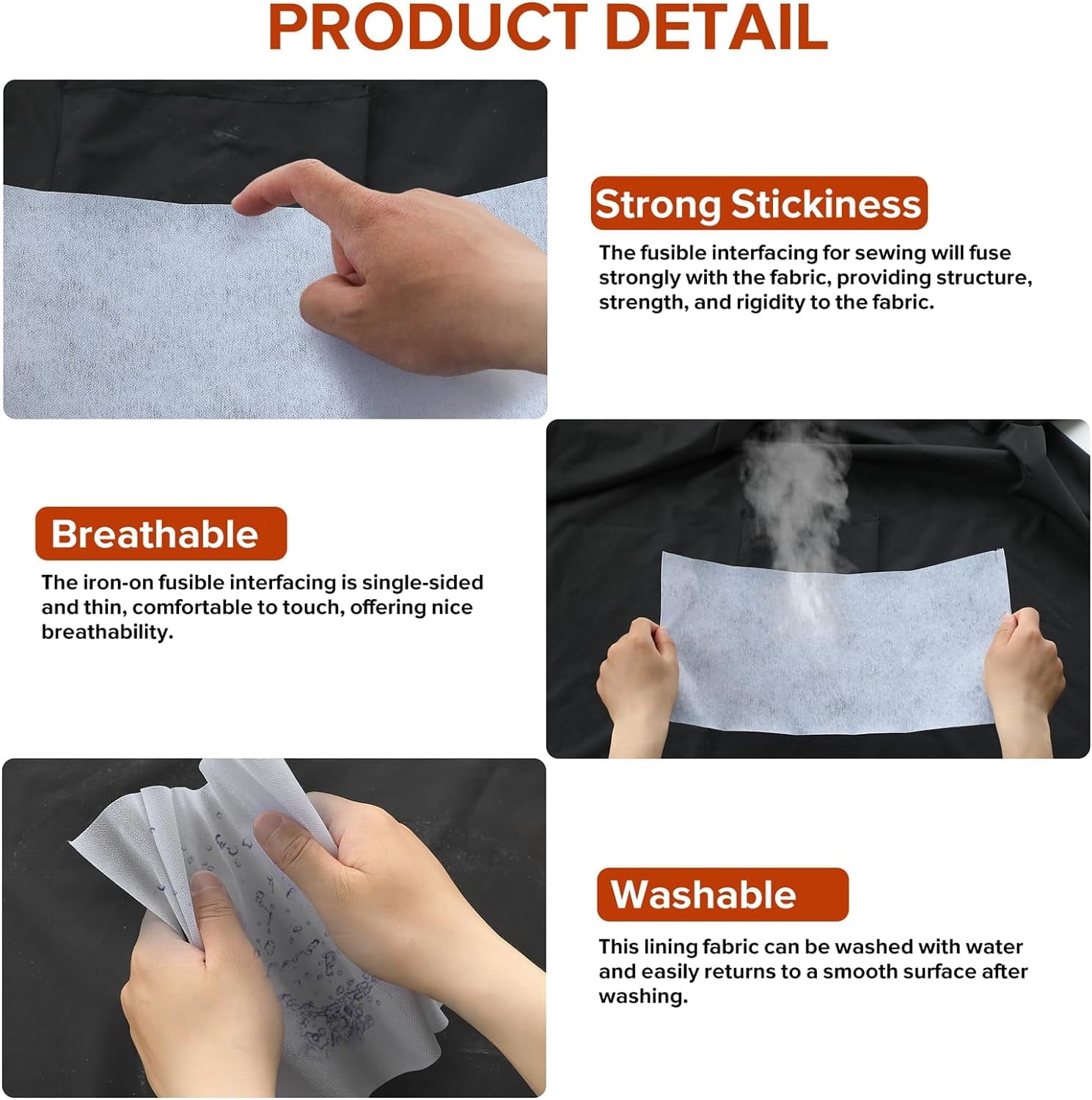 Light Weight 17in x 30yd White Iron On Non-Woven Fusible Interfacing, Single-Sided Polyester Fabric for DIY Craft Supplies, Quilting, Sewing, Shirt Plackets, Dresses, Collars, Cuffs