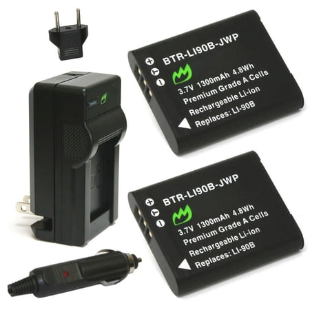 Replacement for Ricoh WG-6 Battery (2-Pack 1300mAh) and Charger