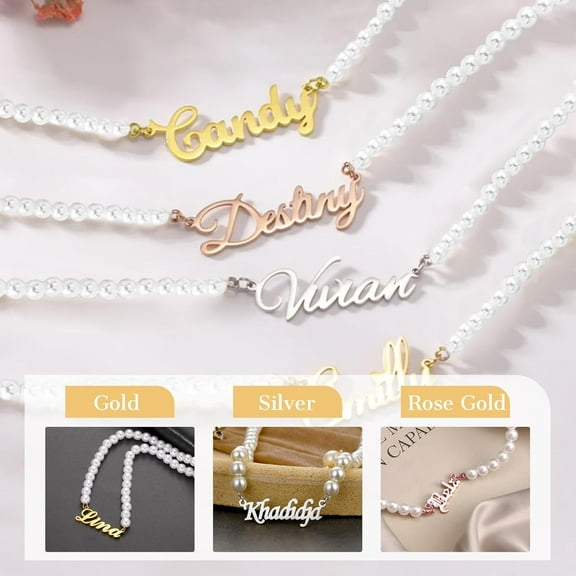 Custom Name Necklace Personalized - 18K Gold Plated Customized Name Plate Necklaces Personalized Gifts For Mom Women Girlfriend Mom[o6985]