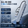 thumbnail image 2 of NEW 2026 - USB C Hub 7 in 2, Aluminum Multiport Adapter with USB 3.0 & USB 2.0 Ports, Slim USB Splitter for Laptop, MacBook Pro/Air, iPad, PC, Type-C Devices, 2 of 8