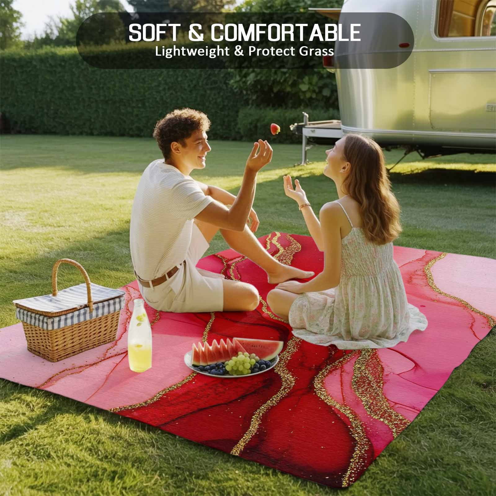 Outdoor Rug 5x8ft Abstract Ombre Red Marble Texture Large Area Rug Modern Art Indoor Outdoor Carpet Outdoor Rugs Mats for Patio Camping,RV,Front Door, Outside Decor