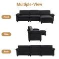 thumbnail image 4 of Zimtown Sectional L-Shaped Sofa with Ottoman, 4-6 Person Living Room Couch, 3 Seater and 1 Ottoman, Double-Layered Burlap, Black, 4 of 10