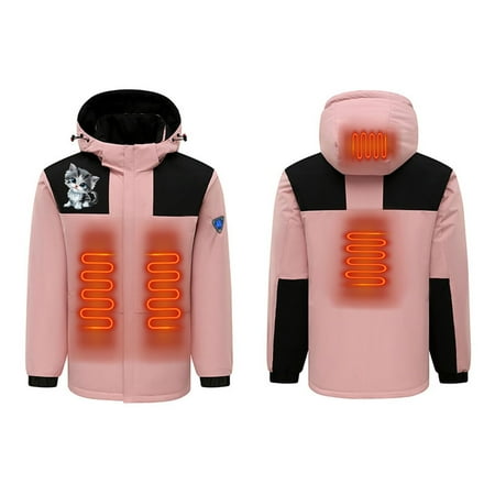 Qeaghou Women s Heated Jackets With Hood Waterproof Winter Outdoor Heated Jacket Lightweight Warm Soft Shell Rechargeable Heating Coat Winter Savings Clearance 2024