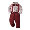 thumbnail image 3 of WOYY Little Boys Outfits Long Sleeve Striped Dress Shirt Suspender Pants Suit, Sizes 6-7Y, 3 of 3