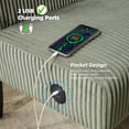 thumbnail image 3 of 43" Mini Armless Loveseat Sofa with USB Charging Ports for Small Spaces - Green Corduroy, 3 of 8