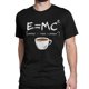 thumbnail image 5 of Camisetas de algodón para hombre y mujer, con cuello redondo y manga corta, con fórmula física E = MC2, de energía=leche+café., 5 of 7