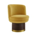 thumbnail image 4 of Christopher Knight Home 360° Swivel Barrel Accent Chair, Chenille Upholstered Round Vanity Chair, Yellow, 4 of 10