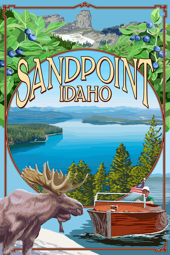 Sandpoint, Idaho, Montage (12x18 Wall Art Poster, Room Decor)