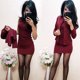 thumbnail image 4 of Vestido de lápiz de trabajo delgado estilo retro para mujer, Claret, L, 4 of 5