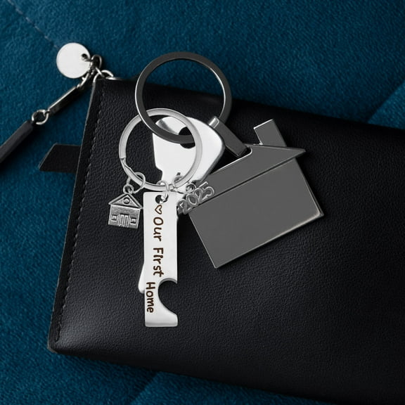 FONDOTIN 2pcs Our First Home Keychain for New Homeowners Housewarming Keepsake 2025 New House Keyring Stylish and Meaningful Accessory