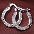 thumbnail image 4 of Stylish Silver Textured Hoop Earrings - Effortlessly Chic and Comfortable, 4 of 4