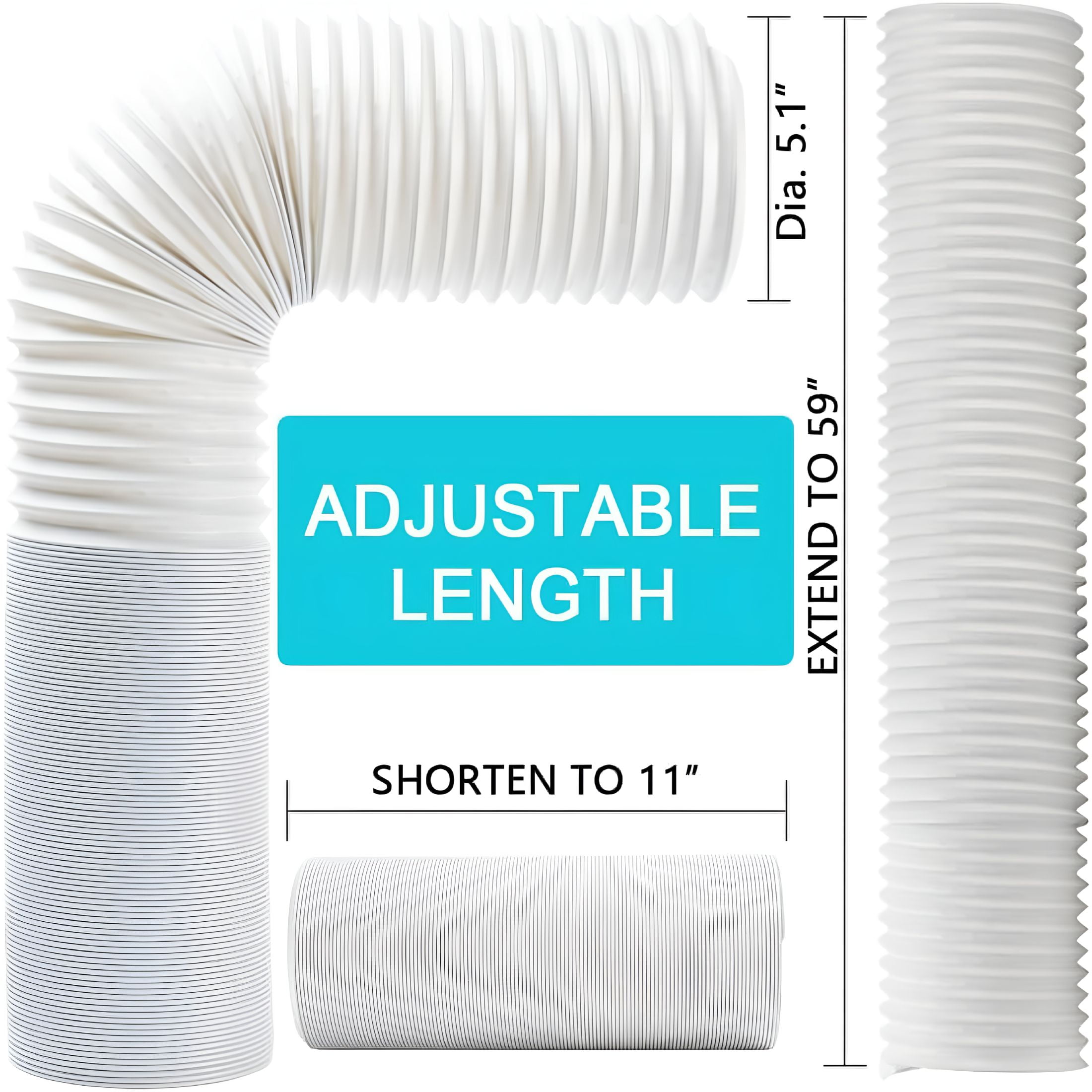 HIBIBUD 2026 New Portable Air Conditioner Hose,Exhaust Vent Hose with 5.9" Diameter,Universal Replacement Ac Vent Hose Length Up to 59" for Home,Office,Apartment,Rv