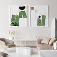 thumbnail image 3 of PixonSign Adhesive Canvas Print Wall Art Set - Geometric Monstera Leaf Art - Set of 3 Abstract Shapes Mid-Century Minimalist Wall Décor for Living Room, Bedroom, Office - 12"x16"x3 Panels Unframed, 3 of 5