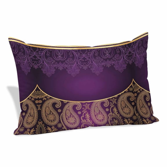 Purple Boho Floral Pillow Covers, Linen Long Throw Pillow Case, Vintage Ethnic Tribal Abstract Art Holiday Pillow Protector Decorative Cushion Cover for Living Room/Bedroom 12" x 20"