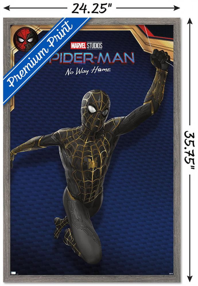 Marvel Spider-Man: No Way Home - Black Costume Wall Poster, 22.375" x 34", Framed