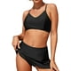 thumbnail image 2 of Traje de baño de 2 Piezas para Mujeres, Bikini de Cuello v, bañador de Cintura Alta con Falda de Playa Negro M Negro M Xishao ropa, 2 of 2