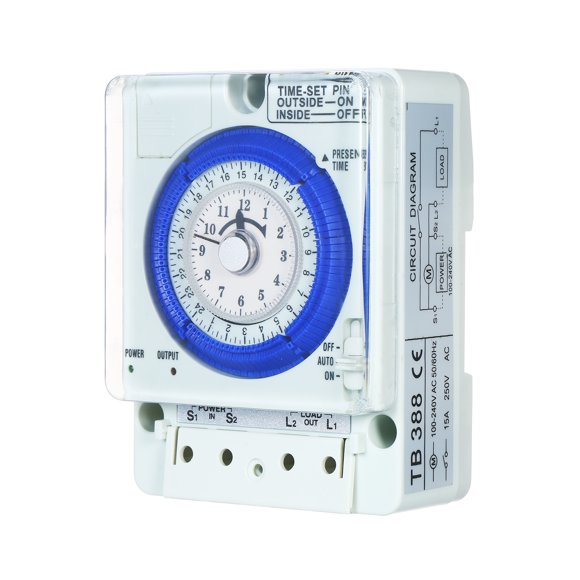 24-Hour Mechanical Timer With Battery 15-Minute Intervals Push Pins Non Power Failure 15A Time Switch Din Rail Ideal For Lights Led Cfl