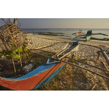 Fishing boats pulled up onto Paliton beach, Siquijor, Philippines, Southeast Asia, Asia Print Wall Art By Nigel