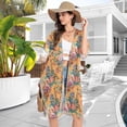 thumbnail image 5 of Beach Vacation Clothes Kimono Cardigan Loose Swimsuit Cover Up for Women Tower and Flowers S, 5 of 6