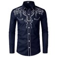 thumbnail image 1 of Camisa retro tribal para hombre, camisa retro de manga larga, transpirable, suave, para uso diario, diseño de botones de moda informal Vaion, 1 of 6