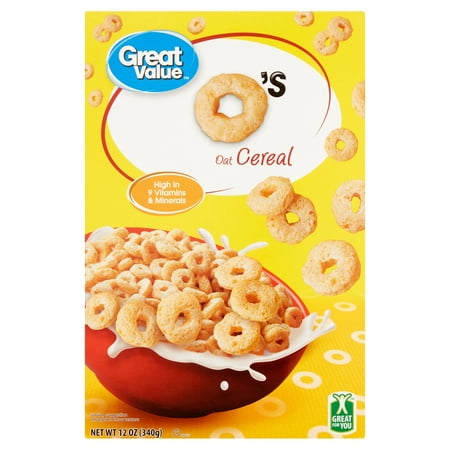 (4 Pack) Great Value O's Oat Cereal, 12 oz
