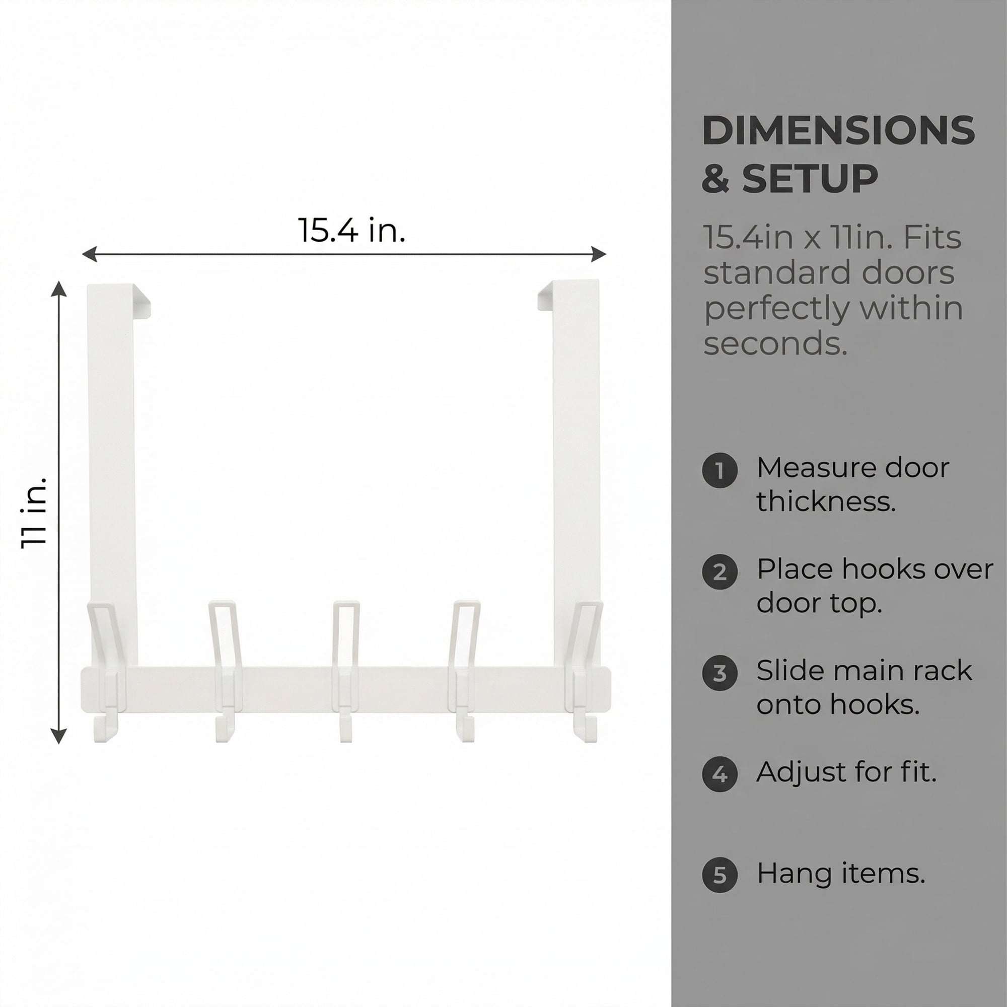 Unique Bargains Coat Rack Door Mount with 6 Hooks for Coats and Towels White 15.4"x11"