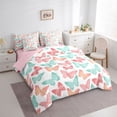 thumbnail image 3 of Homewish Colorful Butterflies 7-Piece Bedding Comforter Set For Children Kids Teens,Dreamy Princess King Bedding Sets,Pink Teal Ultra Soft Bed Sheets,Luxury Bedroom Decor,Reversible, 3 of 8