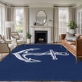 thumbnail image 2 of Nautical Area Rugs 5x7 ft Anchor Rope Coastal Navy Blue Minimalist Washable Rug Non Slip Indoor Carpet Absorbent Floor Mat for Living Room Bedroom Dining Room, 2 of 9