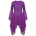 thumbnail image 3 of iiniim Kids Girls Asymmetrical Liturgical Praise Dance Sequins Worship Tunic Celebration of Spirit Dress Purple 10, 3 of 7