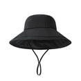 thumbnail image 2 of Sun Hats for Women Gardening Hat Wide Brim Ponytail Beach Sun Protection Breathable Cotton Summer Hat with Fold-Up Brim, Black, 2 of 5