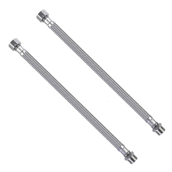 MOMOJIA Set Of 2 High Pressure Resistant 304 Stainless Steel Flexible Pipes Hose 3/8 Inch for Water Systems in Kitchen and Baths