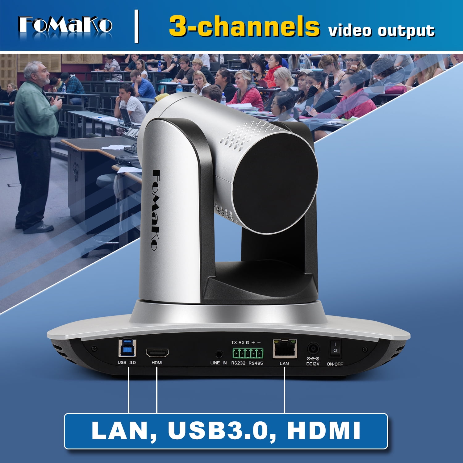 FoMaKo 20x Optical Zoom AI Auto Tracking 1080P Video Camera Bundle(FMK12UHX3+M1)