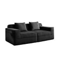 thumbnail image 6 of Newest Modular 2 Seat Loveseat Boneless Sofa, Cloud Sectional Couch,Deep Seat, Modern Modular 2-Seat Sofa Couch,Throw Pillows Corduroy Fabric Black, 6 of 10