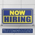 thumbnail image 3 of Now Hiring 13 oz Heavy Duty Vinyl Banner Outdoor/Indoor Help Wanted Sign for Business, Storefront, Advertising, Multiple Sizes & Colors Single-Sided with Metal Grommets (5x1.5 Ft, Blue & Yellow), 3 of 6