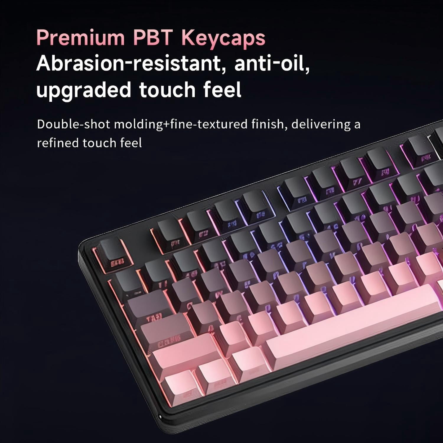 Rechale IP98 Mechanical Feel Keyboard, 98-Key Wired Gaming Keyboard, IPX8 Waterproof Side Printed PBT RGB Keycaps, 19-Key Anti-Ghosting (Black Pink)