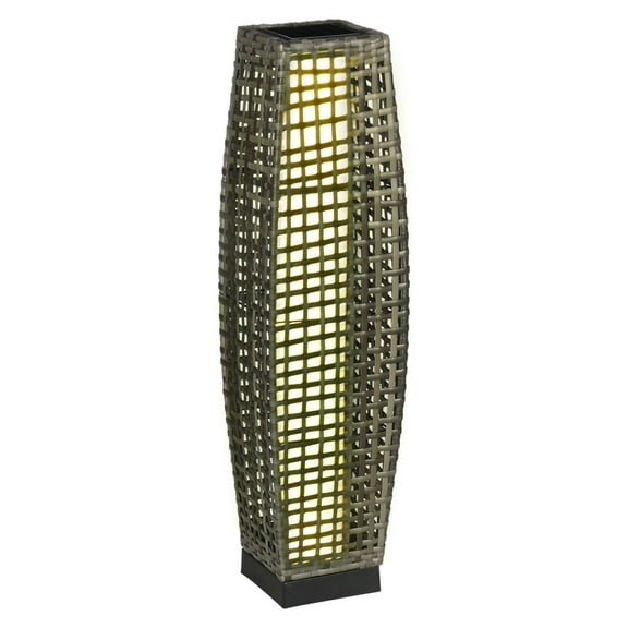 Solar LED Outdoor Floor Lamp, PE Wicker Patio Lantern, Waterproof Garden Light