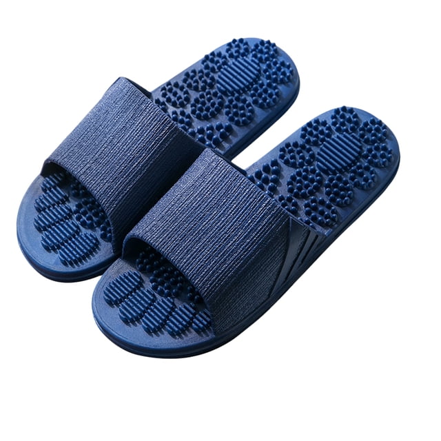 EeaseMX Sandalias de baño antideslizantes, zapatillas de masaje, chanclas de interior para viajes, hoteles y hogar (azul oscuro, talla 40-41)