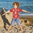 thumbnail image 3 of FORMRS Boys Rash Guard with Short Sleeves UPF 50+ Swim Shirts Sizes 3-12T, Red Snowman, 3 of 6