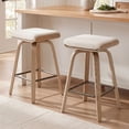 thumbnail image 4 of Guyou 26” Swivel Counter Height Bar Stools Without backrest, Upholstered Farmhouse Bar Stools with Footrest for Kitchen Island, Begie-Linen(Set of 2), 4 of 12