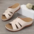 thumbnail image 5 of Modstep Orthopedic Wedge Sandals for Women Hollow Out Low Heel Non Slip Slide Shoes Wide Width Beach Slippers with Arch Support Beige 8.5, 5 of 7