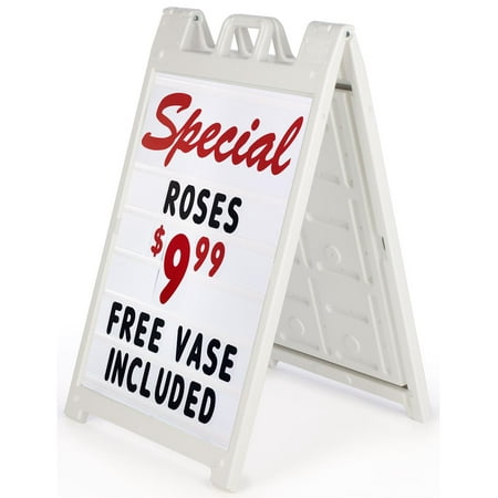 - Signicade Plastic A-Frame Sidewalk Signs with (2) 24 x 36 Letter Board Inserts, Set of 300 Characters Included, Double Sided (White) (BSW36LTRWT)