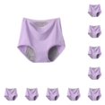thumbnail image 1 of Jumpingount Bragas menstruales fáciles de limpiar con alta elasticidad Bragas menstruales de cintura alta Bragas de mujer púrpura púrpura 10piezas, 1 of 6