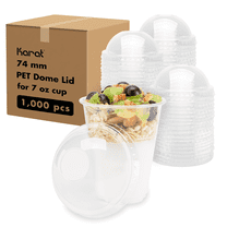 Karat 74mm PET Dome Lid for 7oz PET Cup, No Hole - 1,000 pcs