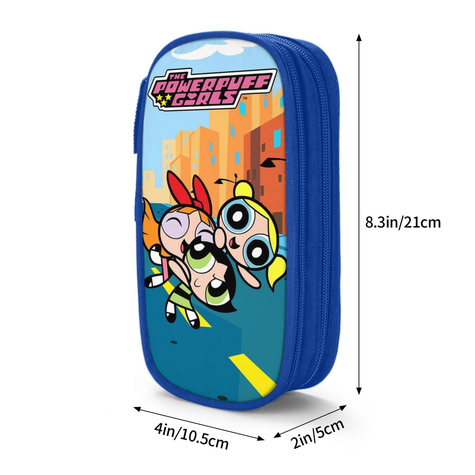 The Powerpuff Gi-rls Pencil Case Large Capacity Pencil Pouch Penbag Office Stationery Organizer Travel Makeup Bag Blue