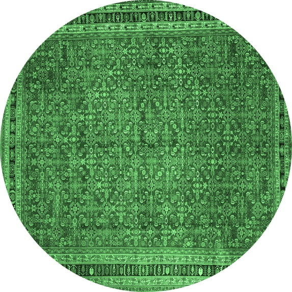 Ahgly Company Indoor Round Persian Emerald Green Traditional Area Rugs, 3' Round
